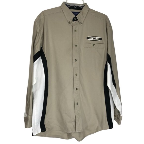 Vintage Wrangler Shirt Mens Size Medium Western Southwestern Button Down - Picture 1 of 11